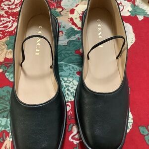 New Coach Black Leather Flats Size 7.5B